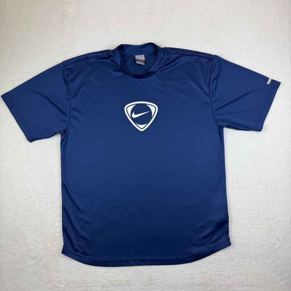 Nike Activewear T-Shirt Men L Blue Nike Dri-Fit Crew Neck Short Sleeve